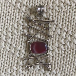 Botswana agate red Asian-style pendant silver